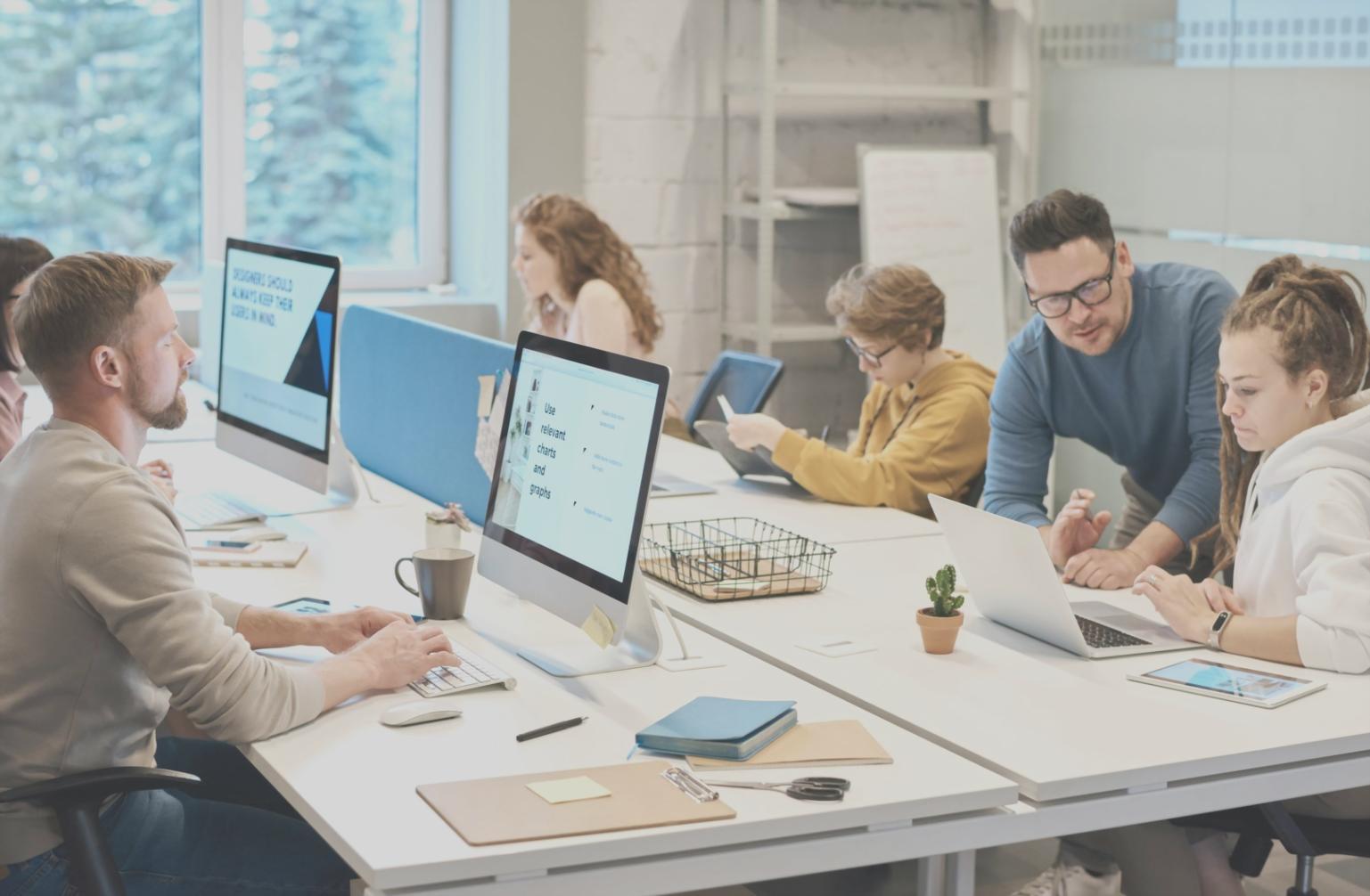 Event data analysis workspace showing multiple screens with analytics dashboards